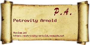 Petrovity Arnold névjegykártya